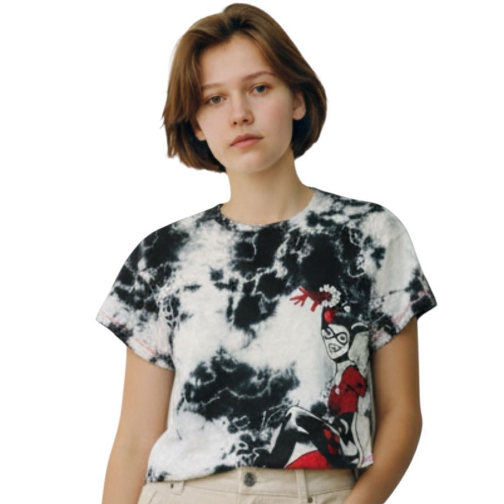 Unique Vintage Harley Quinn Cropped Tie Dye T-shirt XS New